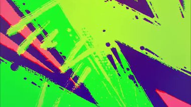 neon yeşil el boyalı grunge arka plan, kalın soyut kesikler, pembe mor sıçrama aksanları, yüksek kontrast çizgi film anime dokusu, enerjik boyalı kompozisyon