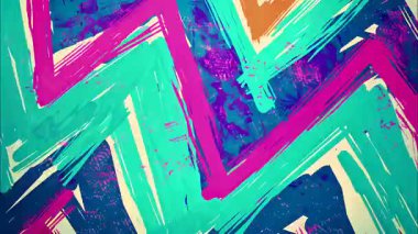 Soyut karikatür zigzag grunge arka plan turkuaz pembe donanma fırça darbeleri, el çizimi keskin semboller, kaba boya dokusu, anlamlı mizah tarzı, dinamik çapraz hareket, canlı renk kontrastı, sanatsal animasyon arkaplan