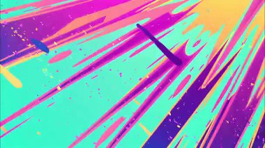 Soyut çapraz boya arka plan çizgileri, turkuaz cyan alan morumsu fırça çizgileri, dinamik el çizimleri, enerjik çizgi roman tarzı hareket, renkli grunge dokusu, anlamlı çizgi film vuruşları, koyu soyut kompozisyon