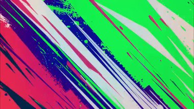 Yeşil ve kırmızı boya darbelerine sahip soyut köşegen fırça dokusu, el çizimi çizgi film çizgileri, anlamlı grunge yüzey ve renkli desen