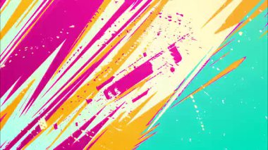 Beyaz pembe ve sarı boya darbelerine sahip soyut yıldırım fırçası dokusu, keskin el çizimi zikzak şekilleri, komik anime tarzı enerji deseni ve grunge işaretleri.