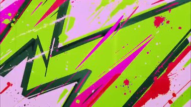 Soyut çapraz fırça dokusu kireç yeşili ve siyah boya darbeleriyle, kaba el çizilmiş grunge izleri, çizgi film çizgi roman anime tarzı çizikler ve anlamlı grafik desenler