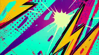 Soyut karikatür zigzag fırça desenli arka plan, deniz mavisi ve pembe boya darbeleri, el çizimi çizgi roman deseni, kaba grunge fırça izleri, dinamik köşegen şekiller, canlı renk kontrastı, animasyon sanatsal zemin