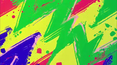 Neon yeşil boya sıçrama arkaplanı, sıçrama işaretli soyut karikatür fırça dokusu, el çizimi komik anime tarzı grunge vuruşları, anlamlı kaotik illüstrasyon arka planı