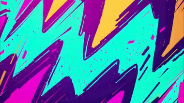 Mor turkuaz fırça darbesi arka planı, sıçrama noktaları olan soyut karikatür deseni, el çizimi çizgi roman tarzı grunge deseni, dinamik enerjik çizim arkaplanı