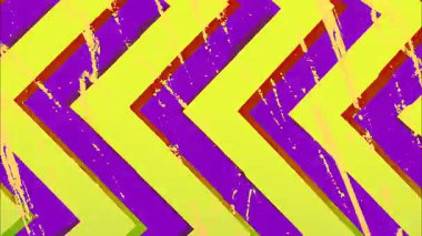 Cesur zigzag deseni, el boyalı semboller, canlı mor kontrast, kaba fırça dokusu, grafik pop sanat tarzı, dinamik köşegen ritim, anlamlı boya vuruşları, renkli esinlenmiş tasarım.