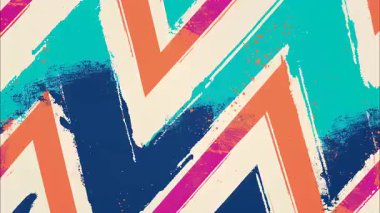 El çizimi soyut zigzag arkaplan, kaba boya darbeleri, turkuaz turuncu krem renkler, grunge çizgi film anime dokusu, anlamlı boyanmış desen