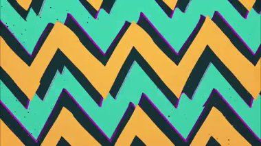 Renkli zigzag karikatür arkaplan şablonu, tekrar eden semboller, turkuaz sarı renkler, el boyası çizgi roman tarzı doku, şakacı soyut grafik arkaplan