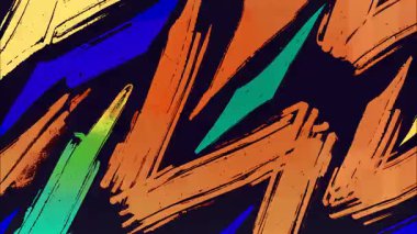 Çizgi roman Yıldırım Fırça Arkaplanı, Turuncu ve Turkuaz El Boyalı Güç Vuruşları Karanlık Tuval, Çizgi Film Enerji Şekilleri, Grunge Soyut Çizim Dokusu