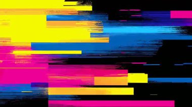 Keskin dijital çizgili kalın renk bloğu hatası, soyut piksel bozulması, yüksek doygunluk siber paraziti, modern arıza sanatı arka planı, parçalanmış sinyal katmanları, dinamik teknoloji gürültü bileşimi