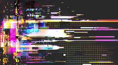 Dijital ızgara bozulması, siber veri akışı, katmanlı tarama çizgisi dokusu, soyut teknolojik parazit, karanlık elektronik arkaplan, bozuk sinyal bantları, sistem gürültü deseni