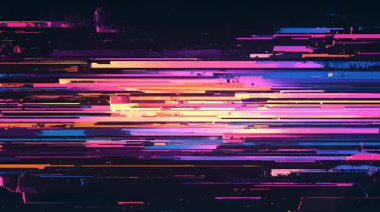 Yatay neon çizgileri, pembe mavi hareket çizgileri, dijital hız etkisi, siber punk sinyal bozulması, fütüristik teknoloji dokusu, hızlı veri akışı görsel