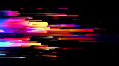 Soyut ışık patlaması, renkli yatay dijital çizgiler, neon enerji akışı, piksel gürültü bozulması, siber punk renk paleti, dinamik hareket çizgileri, parlak morumsu turuncu ışıltı, fütüristik soyut arka plan, dijital parazit dokusu