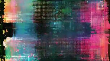 Katmanlı dijital gürültü, çoklu renk engelleme alanları, bozuk piksel yüzey, siber grunge estetiği, bozuk veri deseni, elektronik ekran hasarı efekti, fütüristik soyut teknoloji arka planı