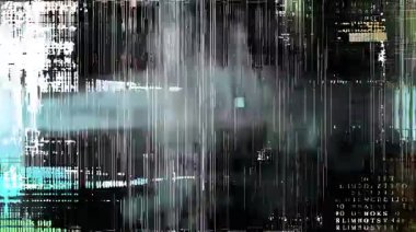 Katmanlı ızgara bozulması, parçalanmış çizgiler, teknik gürültü dokusu, karanlık siber estetik, bozuk veri yapısı, dijital müdahale, fütüristik soyut desen, bozuk sinyal yüzeyi