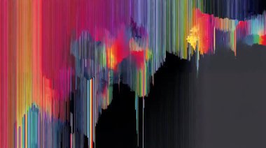 Dikey arıza çizgileri, katmanlı renk eğimleri, piksel gerilmiş bozulma, bozuk sinyal dokusu, sinematik veri çökme efekti, derinliği olan fütüristik siber soyut arkaplan