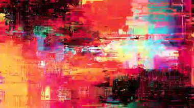 Mavi kırmızı dijital gürültülü minimal karanlık hata kümesi, soyut siber punk parazit arka planı, animasyon elektronik veri bozulması dokusu