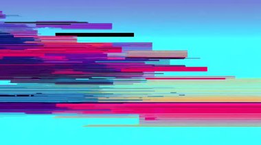 Hızlı yatay aksaklıklar sarı kırmızı bloklar, siber punk dijital hız arkaplanı, animasyon elektronik veri bozulması dokusu