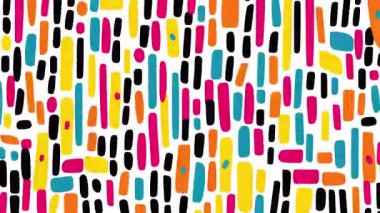 Oyuncu soyut karikatür arka planı yuvarlak renkli boya blokları, el boyası düzensiz şekiller pembe sarı mavi siyah, düz grafik tarzı, açık grunge dokusu, modern dekoratif desenli canlı ritim