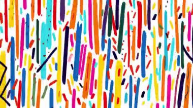 Karmaşık el boyası işaretli soyut çizgi film grunge deseni, rengarenk dağınık fırça darbeleri ve çizgiler, sarı mavi siyah aksanlar, dışavurumsal dağınık çizimler, rastgele ritimli enerjik sanatsal doku