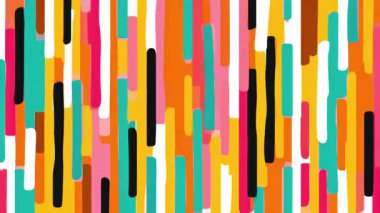Renkli soyut karikatür arka planı dikey yuvarlak boya çubukları, pembe turuncu sarı el boyalı çizgileri, temiz düz şekiller, neşeli modern çizimler, ritmik kompozisyonu olan minimal grunge dokusu.