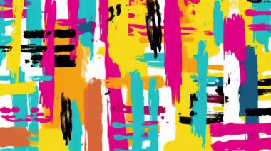 Dikey boyalı vuruşlar, renkli el fırçası dokusu, pop sanatı esinlenilmiş desen, canlı ekspres grafik yüzeyi olan soyut arkaplan.