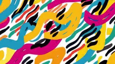 funky el çizilmiş soyut akış deseni, renkli çizgi film şekilleri, dalgalı grunge dokusu, oyuncu pop sanat arka planı, etkileyici saf çizim, cesur dinamik kompozisyon
