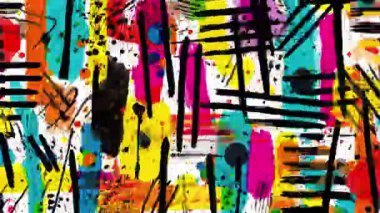 kaotik el çizimi soyut boya dokusu, renkli karikatür fırça katmanları, anlamlı grunge arkaplan, oyuncu pop sanat çizimi, dinamik saf tarz kompozisyon