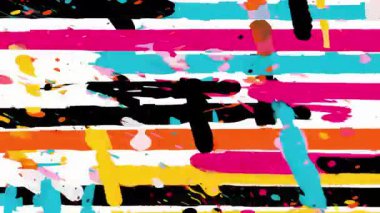 Soyut yatay boya vuruşları arka plan, el çizimi karikatür dokusu, renkli grunge fırça izleri, oyuncu pop sanat yüzeyi, etkileyici saf çizimler, çarpıcı canlı renkler.