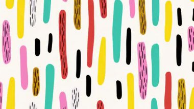 Renkli el çizimi soyut doku, komik çizgi film vuruşları, oyuncu pop sanat deseni, anlamlı karalama çizgileri, sanatsal grafik arka plan, canlı naif çizim tarzı