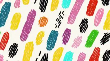 Funky el çizimi soyut desen, renkli çizgi film fırça darbeleri, oyuncu boya izleri, düzensiz karalama şekilleri, canlı pop sanat dokusu, saf illüstrasyon tarzı arka plan, sanatsal karalama kompozisyonu