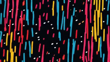 Soyut çizgi film arkaplanı dikey el çizimleri, koyu arkaplanda renkli fırça izleri, neon mavisi sarı çizgiler, kaba desenli çizgiler, anlamlı dağınık çizgiler, oyuncu soyut sanat yüzeyi