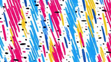 Çapraz kalın fırça darbeleri soyut arka plan, mavi sarı boya dokusu, siyah noktalı el çizimi grunge deseni, anlamlı çizgi film tarzı yüzey, renkli sanatsal çizim