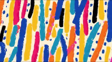 Renkli el boyalı soyut karikatür arka plan, katmanlı dikey fırça darbeleri, koyu boya lekeli kaba grunge dokusu, mavi pembe tonlar, oyuncu karalamalar, dinamik boyalı ritimli sanatsal yüzey