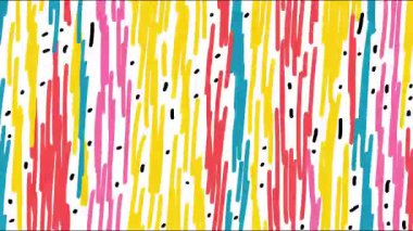 Soyut çizgi film çizimleri, dikey el çizimleri, parlak sarı mavi renkler, kabataslak çizim dokusu, dağınık mürekkep noktaları, şakacı anlamlı desen, koyu soyut arka plan yüzeyi.