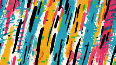 Soyut çizgi film grunge vuruşları, dikey el fırça çizgileri, canlı mavi turuncu turuncu renkler, kaba desenli izler, anlamlı kaotik desen, oyuncu grafik ritim, koyu soyut arka plan yüzeyi.