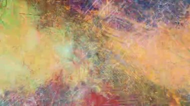 Soyut grunge boyalı doku kaotik fırça darbeleriyle, katmanlı sarı turuncu ve mavi boya, anlamlı çizik yüzey, kaba sanatsal zemin, sıkıntılı boya izleri, dinamik soyut doku