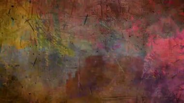 Renkli grunge soyut dokusu katmanlı boya lekeleri, kaba sanatsal zemin, sıkıntılı tuval yüzeyi, anlamlı fırça darbeleri, kirli sanat duvarları, analog boya dokusu, dramatik renk lekeleri ve çizikler.