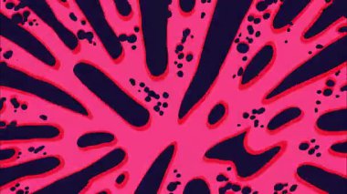 Genişlemiş organik şekilli soyut radyal patlama deseni, dinamik patlama tarzı, el çizimi karikatür dokusu, enerjik hareket ve noktalarla dolu koyu renkli arkaplan.