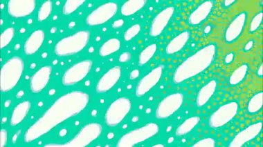 Soyut noktalı organik desen, yüzen oval şekiller, el yapımı doku, turkuaz gradyan arkaplan, yumuşak tahıl sesi, şakacı modern soyut çizimler.