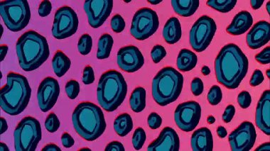 Soyut leopar deseni, organik benek deseni, el çizimi çizgi film şekilleri, pembe ve kırmızı arkaplan, koyu mavi çizgiler, hayvan desenli illüstrasyon, koyu renkli soyut arkaplan