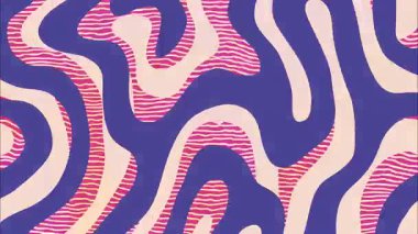 Katmanlı pastel renkleri, organik eğrileri, el çizimi psikedelik deseni, düz hareket grafik dokusu olan soyut dalgalı arka planlar