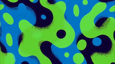 Yeşil mavi sıvı şekilli soyut organik arkaplan, akıcı kabarcıklar, noktalı doku aksanları, modern dijital sanat modelleri