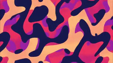 Kırmızı turuncu mavi şekilli soyut sıvı kamuflaj tarzı arka plan, organik akış biçimleri, sıvı boya dokusu, kalın kontrast modern sanat modeli