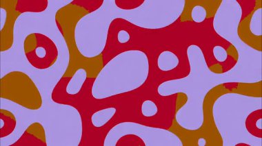 Kırmızı şekilli soyut organik kamuflaj modeli, lavanta damlaları, pürüzsüz akış biçimleri, minimalist renk paleti, animasyon modern arka plan