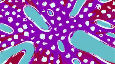 Soyut mor turkuaz kırmızı radyal desen, patlayıcı organik şekiller, noktalı mizah dokusu, dinamik enerji patlaması çizgi film arkaplanı