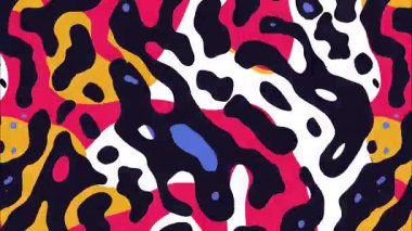 Cesur organik şekillere sahip soyut yüksek kontrast arkaplan, siyah beyaz sarı renk blokları, grafik pop sanat tarzı, kaba boyanmış doku, dinamik hareket şekli