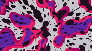 Dağınık organik damlalarla soyut kaotik arka plan, mürekkep sıçrama noktaları, kırmızı pembe siyah kontrast, el çizimi grunge dokusu, anlamlı karikatür çizim tarzı