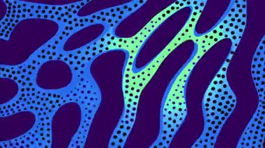 Akan organik şekillere sahip soyut mavi eğimli arkaplan, noktalı yarım ton dokusu, pürüzsüz dalga formları, derin deniz kontrastı, modern psikedelik desen, akışkan hareket tasarımı