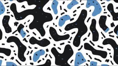 Soyut organik leke deseni, siyah beyaz mavi şekiller, el çizimi biyomorfik biçimler, düzensiz yuvarlak noktalar, modern grafik dokusu, şakacı soyut arkaplan, kalın kontrast yüzey tasarımı